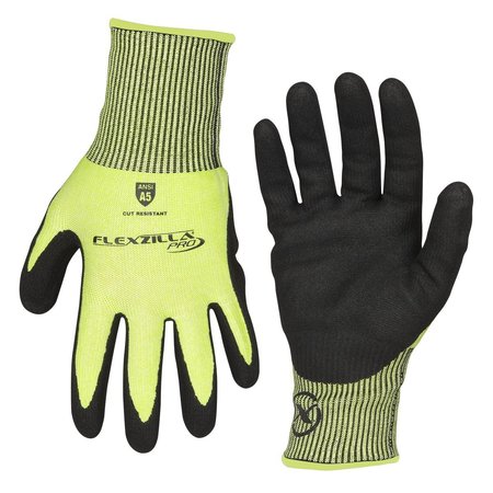 LEGACY Flexzilla? Pro Cut Resistant Sandy Nitrile Dip Gloves, ANSI Level 5, Black/ZillaGreen?, XL GC160PXL